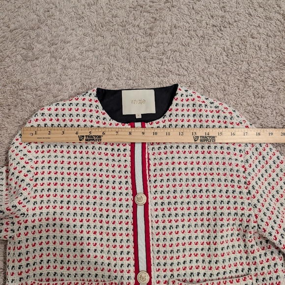 Maje Checked Cotton-Blend Tweed Jacket with Gold Crest Buttons - Picture 10 of 12
